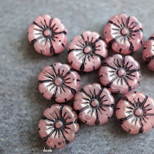 FREE SHIPPING Modern Mauve, Flower Beads, Czech Beads, Beads, 183-3sa