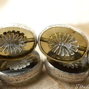 Silver Flower, Oval Beads, Czech Beads, Beads, 81-2s