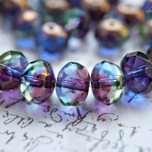 Lila Blau Aurora, Strassrondelle, Tschechische Perlen, Beads KOSTENLOSER VERSAND
