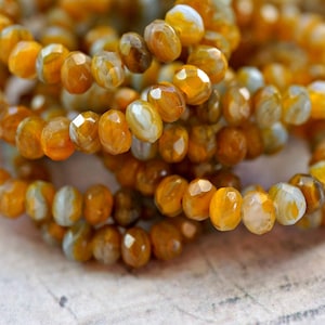 FREE SHIPPING Butterscotch Mix, Rondelle Beads, Czech Beads, 202-4se