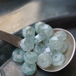 FREE SHIPPING Stone Green, Rondelle Beads, Czech Beads, Beads, 13-4, 190-3sa