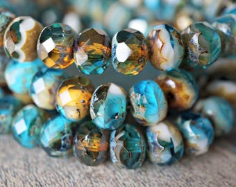 FREE SHIPPING Tropical Bliss, Rondelle Beads, Czech Beads, Beads, 150-3, 122-1, 149-1, 88-4, 132-5sa
