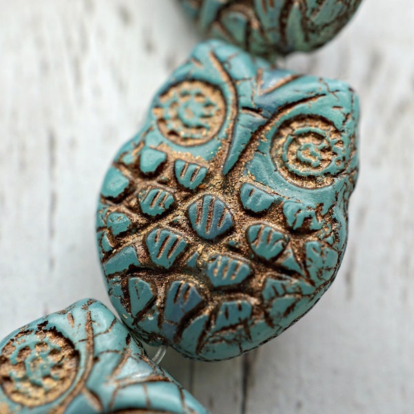FREE SHIPPING Blue Owl Owl Beads Czech Beads Beads, 45-5sa