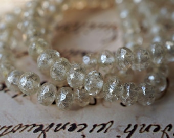 FREE SHIPPING Mystic White, Rondelle Beads, Czech Beads, Beads 141-3sa
