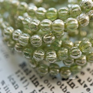 FREE SHIPPING Soft Green, Melon Beads, Czech Beads, Beads, #13