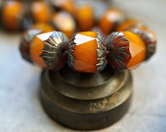 FREE SHIPPING Country Orange, Czech Beads, Beads