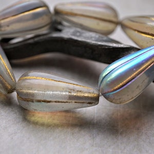 FREE SHIPPING Heavenly Opal Drops, Teardrop Beads, Czech Beads, Beads, 214-1sa