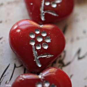 NEW Holiday Luv, Heart Beads, Czech Beads, Beads, 45-3sa