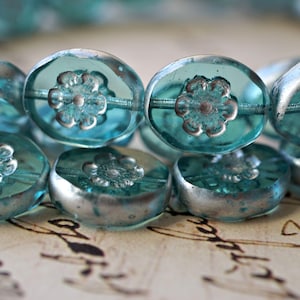 FREE SHIPPING Aqua Blue Ovals, Oval Beads, Czech Beads, NEW Beads 201-1sa