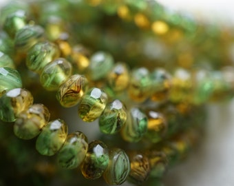 FREE SHIPPING Meadow Breeze, Rondelle Beads, Czech Beads, Beads, 94-4sa