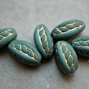 FREE SHIPPING Seagreen Ovals, Czech Beads, Beads, 8-2sa