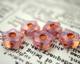 FREE SHIPPING Lit'l Pink Flowers Czech Beads NEW Beads, 93-4sa