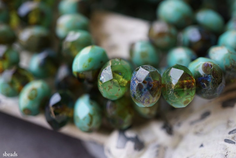 Czech Beads Turquoise Deep Blue 55-3s Rondelle Beads Beads