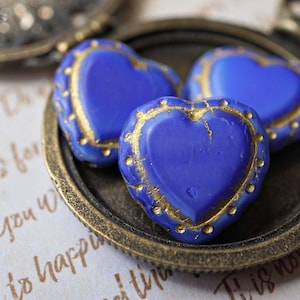 Livraison gratuite Winter Blues, perles coeur, perles tchèques, perles, 77-5sa