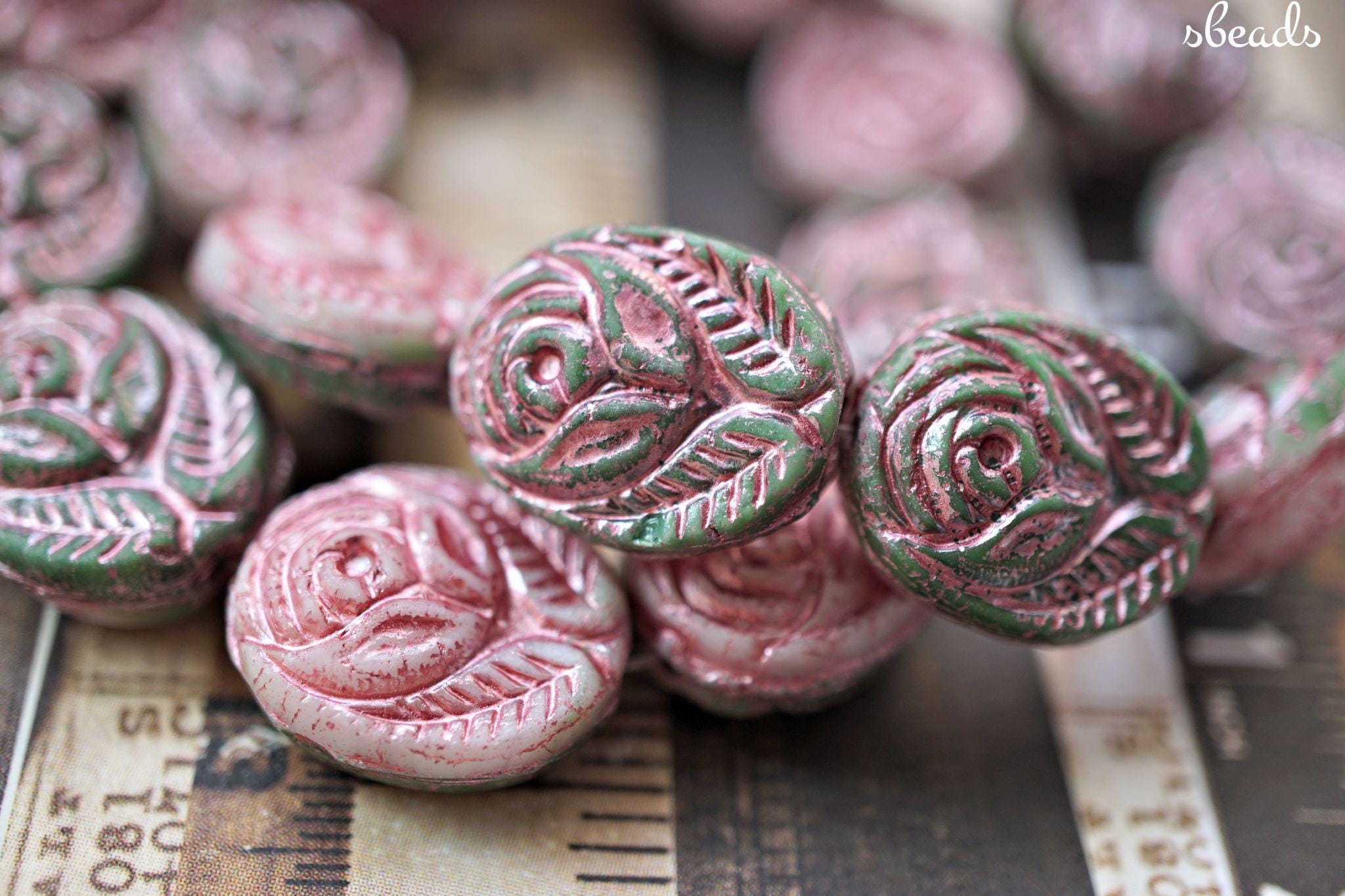 Rose Czech Glass - Etsy