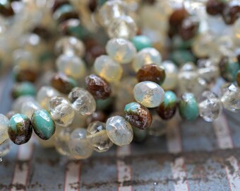 Winter Flurry, Rondelle Beads, Czech Beads, Beads, 40-5sa