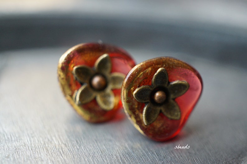 Wildflower Charms Charms Flower Beads Czech Beads Beads Etsy