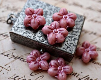 Perles vintage roses à fleurs, perles florales en lucite, fournitures pour la création de bijoux