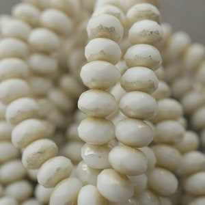 FREE SHIPPING Heavenly White, Rondelle Beads, Czech Beads, Beads, 77-3sa