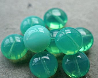 FREE SHIPPING Opalite Aqua Lentils, Round Flat Beads, Beads, 192-2sa