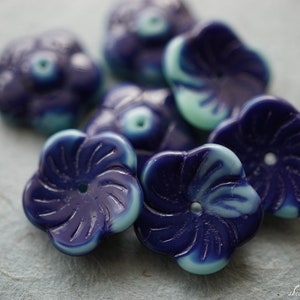 FREE SHIPPING Blue Flowers, Flower Beads,Czech Beads, Beads, 148-4sa