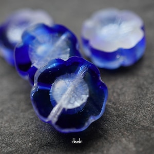 Infused Azul, Czech Flowers, Flower Beads, Beads, 178-3sb
