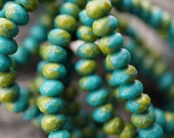 FREE SHIPPING Tropical Bliss, Rondelle Beads, Czech Beads, Beads, 111-1sa