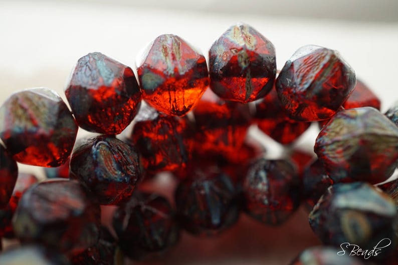 117-2s Beads Rugged Garnet English Cut Beads Czech Beads