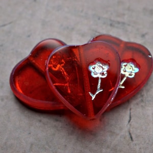 Crimson Heart, Heart Beads, Czech Beads, Beads, 187-4sa