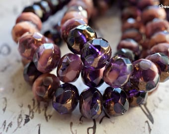 NEW Purple Pink Bliss, Rondelle Beads, Czech Beads,158-3sa
