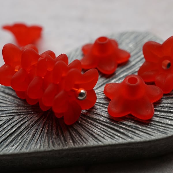 FREE SHIPPING Red Bells Flower Beads Acrylic Beads NEW Beads,  50-4sa