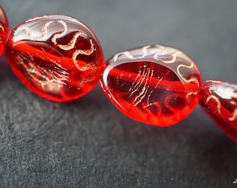 Red Drops, Teardrop Beads, Czech Beads, Beads, 75-1sa