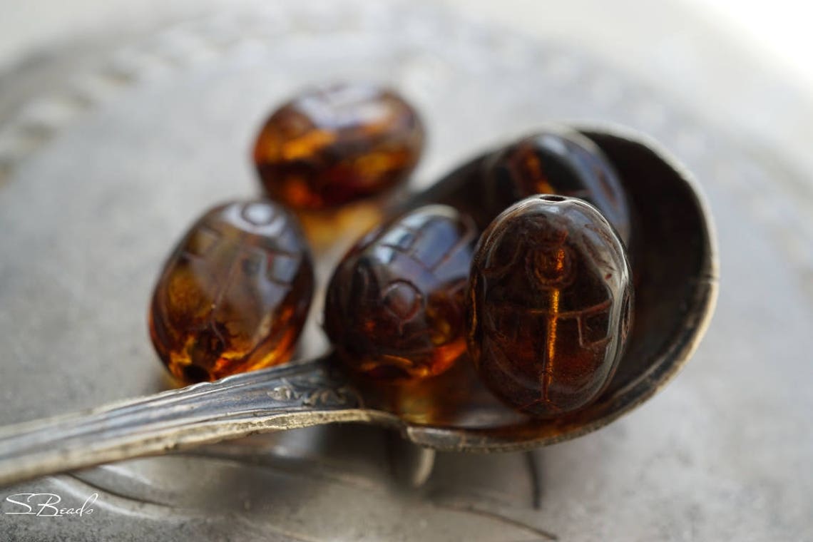 Egyptian Scarab Scarab Beads Czech Beads Beads 126-3sb | Etsy