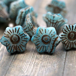 NEW Light Blue, Flower Beads, Czech Beads, Beads, 193-3sa