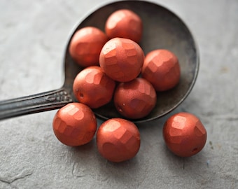 8mm Faceted Round Beads - Metallic Copper Acrylic Beads for Jewelry Making