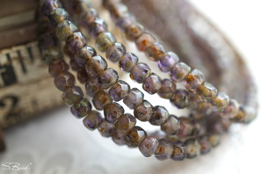 Picasso Purple, Rondelle Beads, Czech Beads, Beads, #4