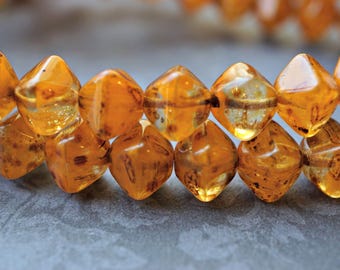 Cuentas bicónicas de cristal checo color naranja otoño, Picasso Wash (4 unidades)