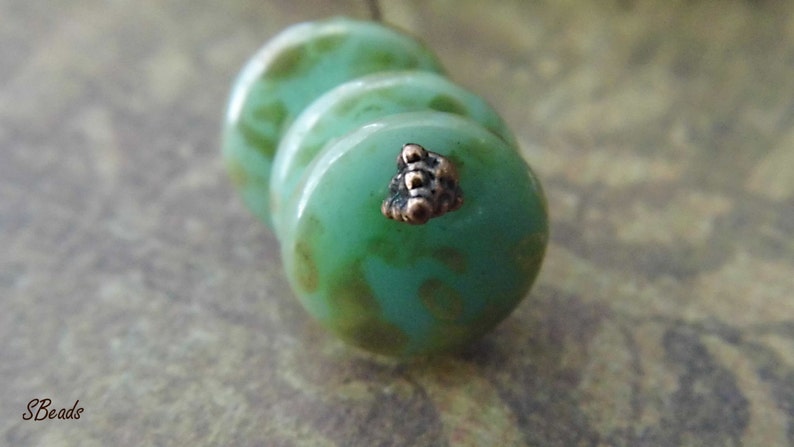 Czech Beads 78-1s Beads Mint Picasso,Coin Beads