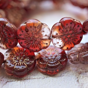 FREE SHIPPING, Sunset Blooms, Flower Beads, Czech Beads, Beads, 26-5sa