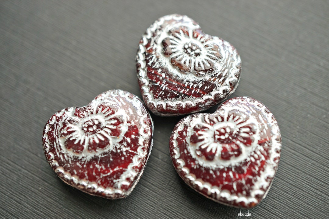 New.mosaic Heart Heart Beads Czech Beads Beads 1704sa Etsy