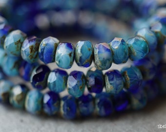 last ones..Oceanic Blues, Rondelle Beads, Czech Beads, Beads, 55-5sa