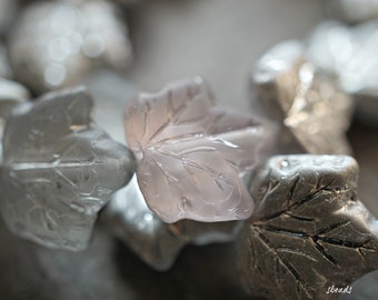 lastones FREE SHIPPING Icy Winter, Leaf Beads, Czech Beads