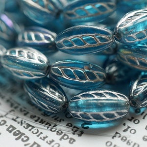 FREE SHIPPING Blue Ovals, Czech Beads, Beads, 181-1
