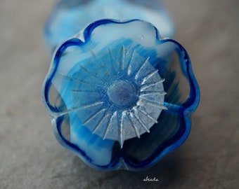 Hazy Blue, Flower Beads, Czech Beads, D13