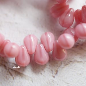 Sweet Pink Drops, Teardrop Beads, Czech Beads, Beads, 48-2sb