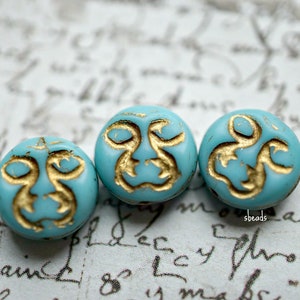 NEW.Moon Face, Czech Beads, Beads, 61-3sa