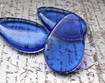 Czech Glass Teardrop Beads, Transparent Blue, 18x30mm Statement Jewelry Supplies