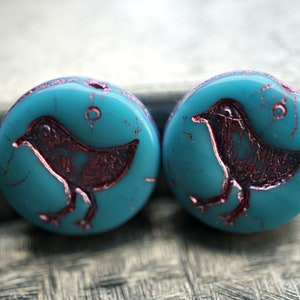 FREE SHIPPING Pink Bird, Coin Beads, Czech Beads, Beads, 161-1sa