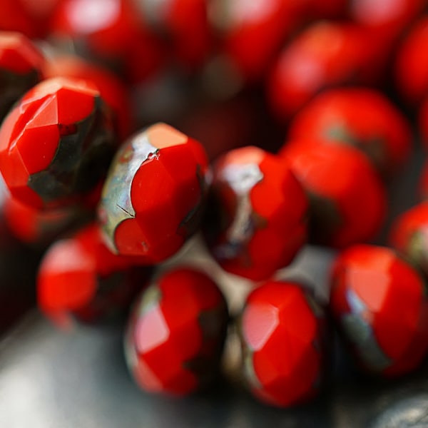 Cherry Red Bliss, Rondelle Beads, Czech Beads, Beads, 112-3s, 141-2sa