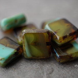 FREE SHIPPING Square Beads, Czech Beads, Beads 199-4sa